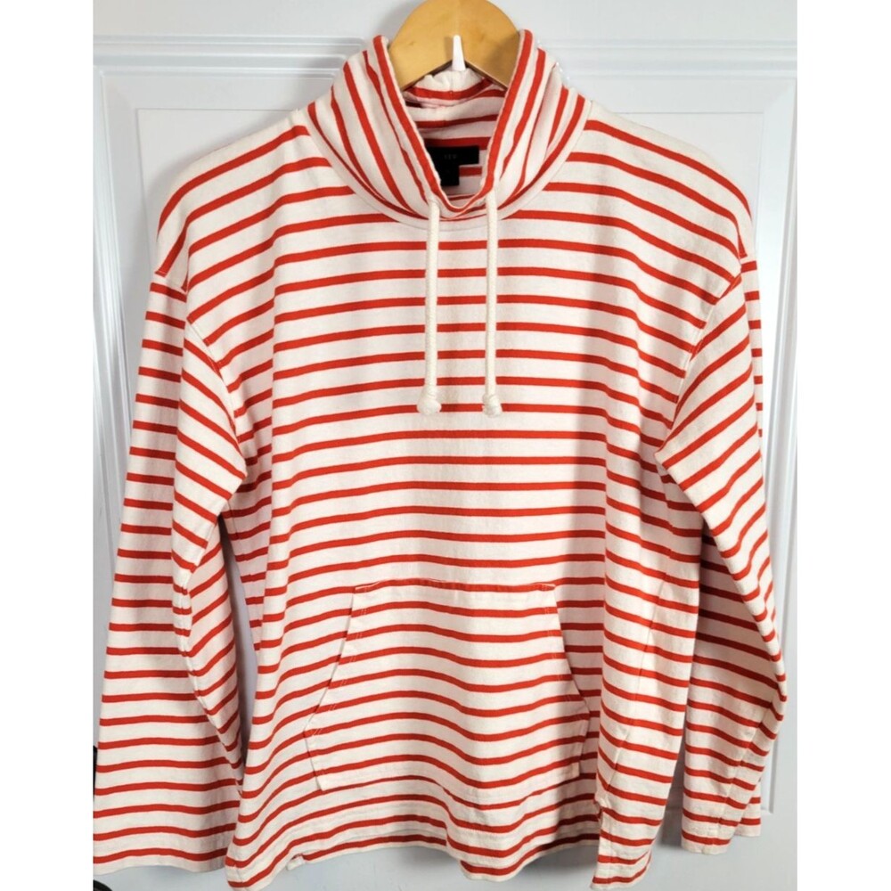 J. Crew Womens Stripped Funnelneck Sweatshirt Size S Nautical Preppy